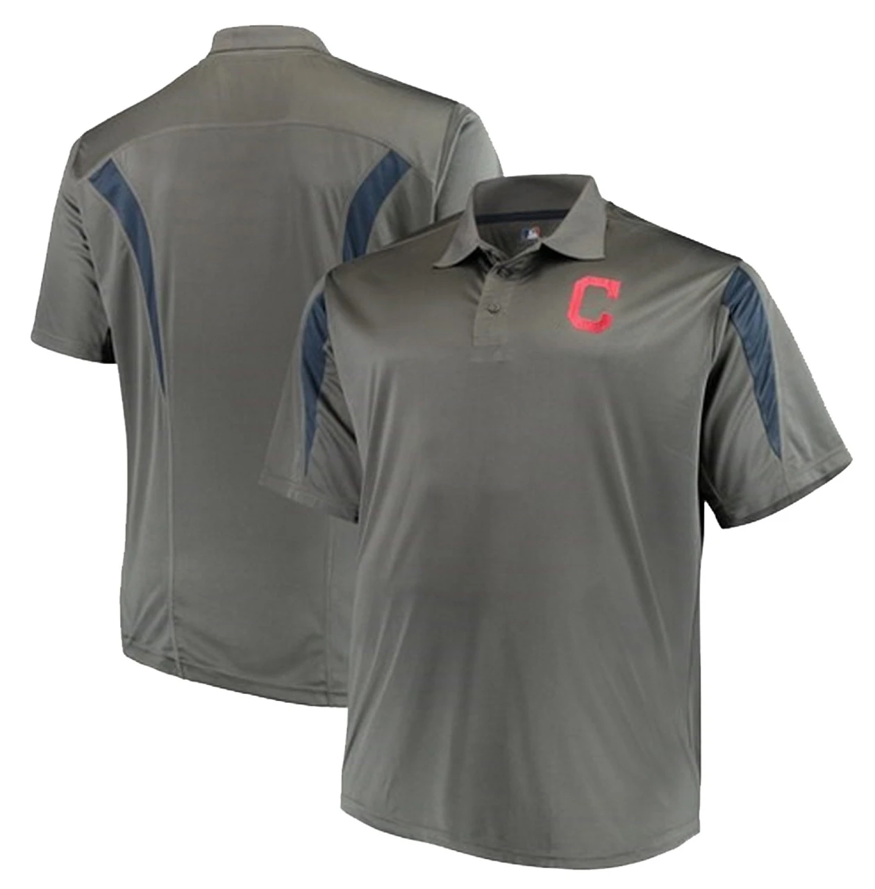 Majestic Cleveland Guardians Gray Contract Polo XLT, 2XT, 3X 5 Majestic Cleveland Guardians Gray Contract Polo XLT, 2XT, 3X - Image 3