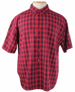 Indygo Smith Red & Navy Plaid Short Sleeve Sport Shirt 3X
