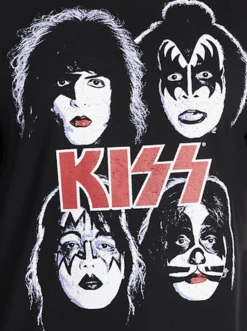 KISS Dynasty Short Sleeve Black Tee Shirt 2X, 4X -Big&Tall Outlet KISSFacesCloseup 93913.1713895713