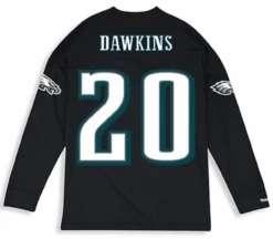 Mitchell & Ness Philadelphia Eagles Throwback Brian Dawkins Long Sleeve Tee Shirt 2XT -Big&Tall Outlet MNEaglesLSBack 86295.1698349052