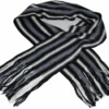 Black, White And Gray Knit Vertical Striped Scarf, One Size