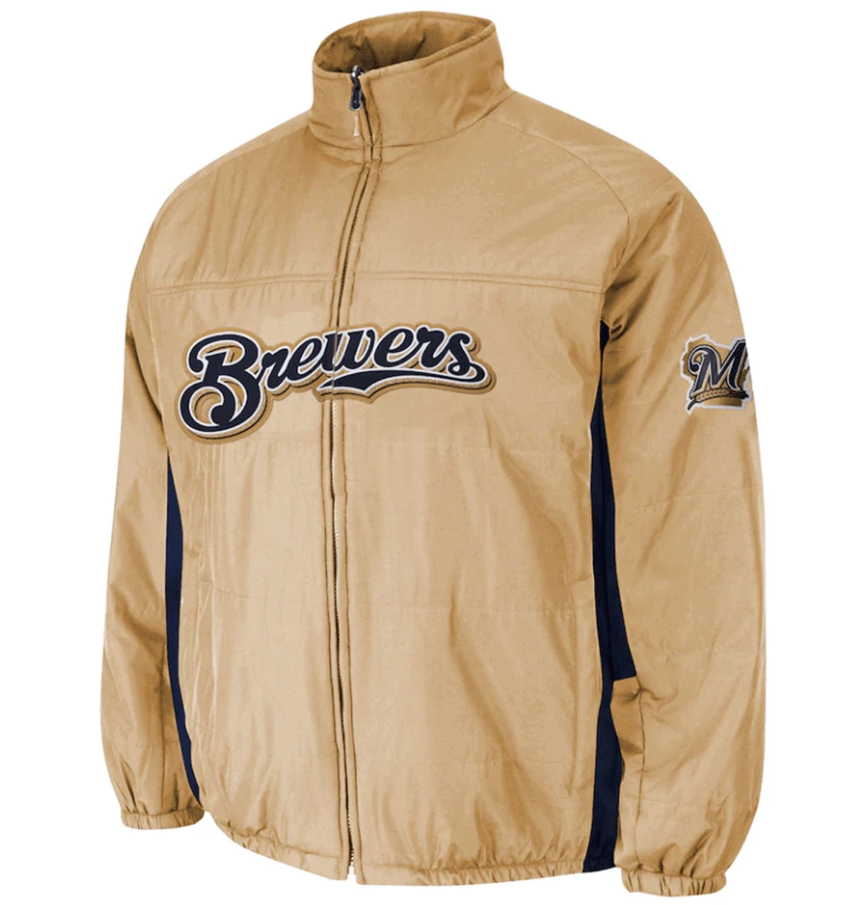 Majestic Milwaukee Brewers Double On-Field Jacket 3X, 4X, 5X 2 Majestic Milwaukee Brewers Double On-Field Jacket 3X, 4X, 5X