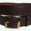 Brown Leather Belt With Gold-Tone Buckle Size 46, 48 -Big&Tall Outlet brnlthrbelt 39251.1690485926