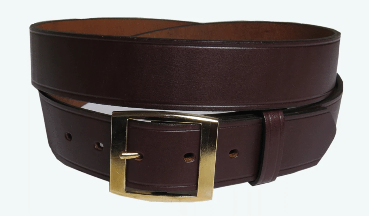 Brown Leather Belt With Gold-Tone Buckle Size 46, 48 3 Brown Leather Belt With Gold-Tone Buckle Size 46, 48