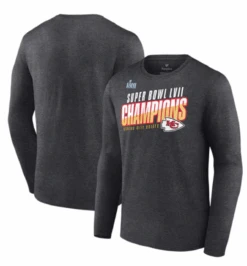 Fanatics Kansas City Chiefs S.B. LVII Champions Long Sleeve Heather Charcoal Tee 2XT, 3X, 3XT