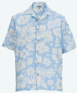 Edwards 2-Color Hibiscus Print Camp Shirt, Sky Blue Or Steel Gray, XL, 2X, 3X, 4X -Big&Tall Outlet eds2clrhibblue 22700.1755709946