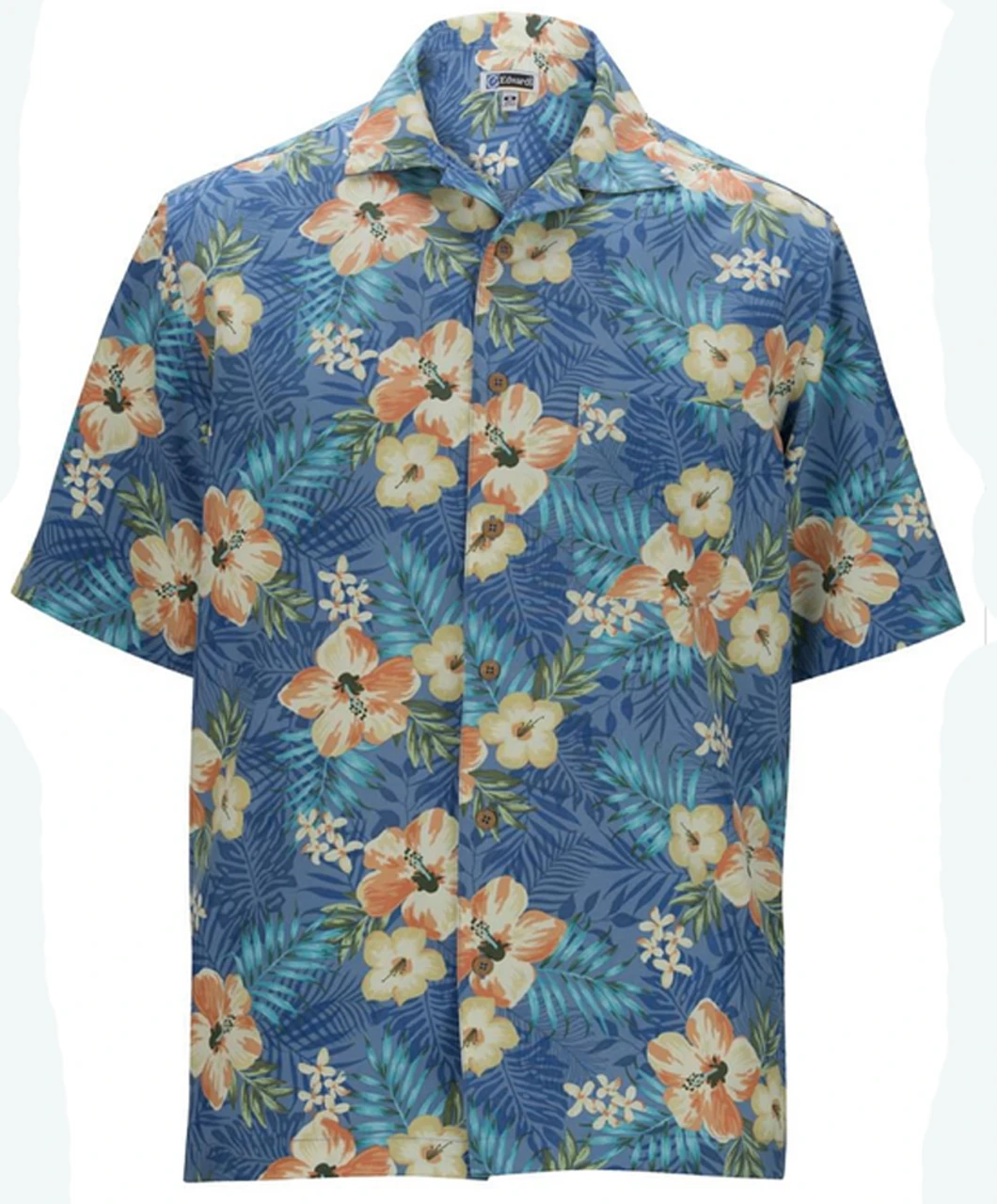 Edwards Riviera Blue Hibiscus Camp Shirt, 2X, 3X, 4X, 6X 3 Edwards Riviera Blue Hibiscus Camp Shirt, 2X, 3X, 4X, 6X