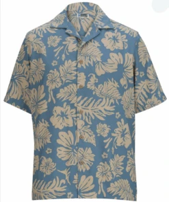 Edwards Hibiscus 2-Color Hawaiian Camp Shirt, Slate Blue Or Black, 5X, 6X -Big&Tall Outlet edshibiscusslblue1 94080.1750703235