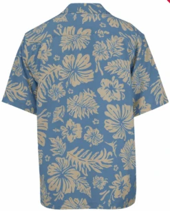Edwards Hibiscus 2-Color Hawaiian Camp Shirt, Slate Blue Or Black, 5X, 6X -Big&Tall Outlet edshibiscusslblue2 55222.1750703246