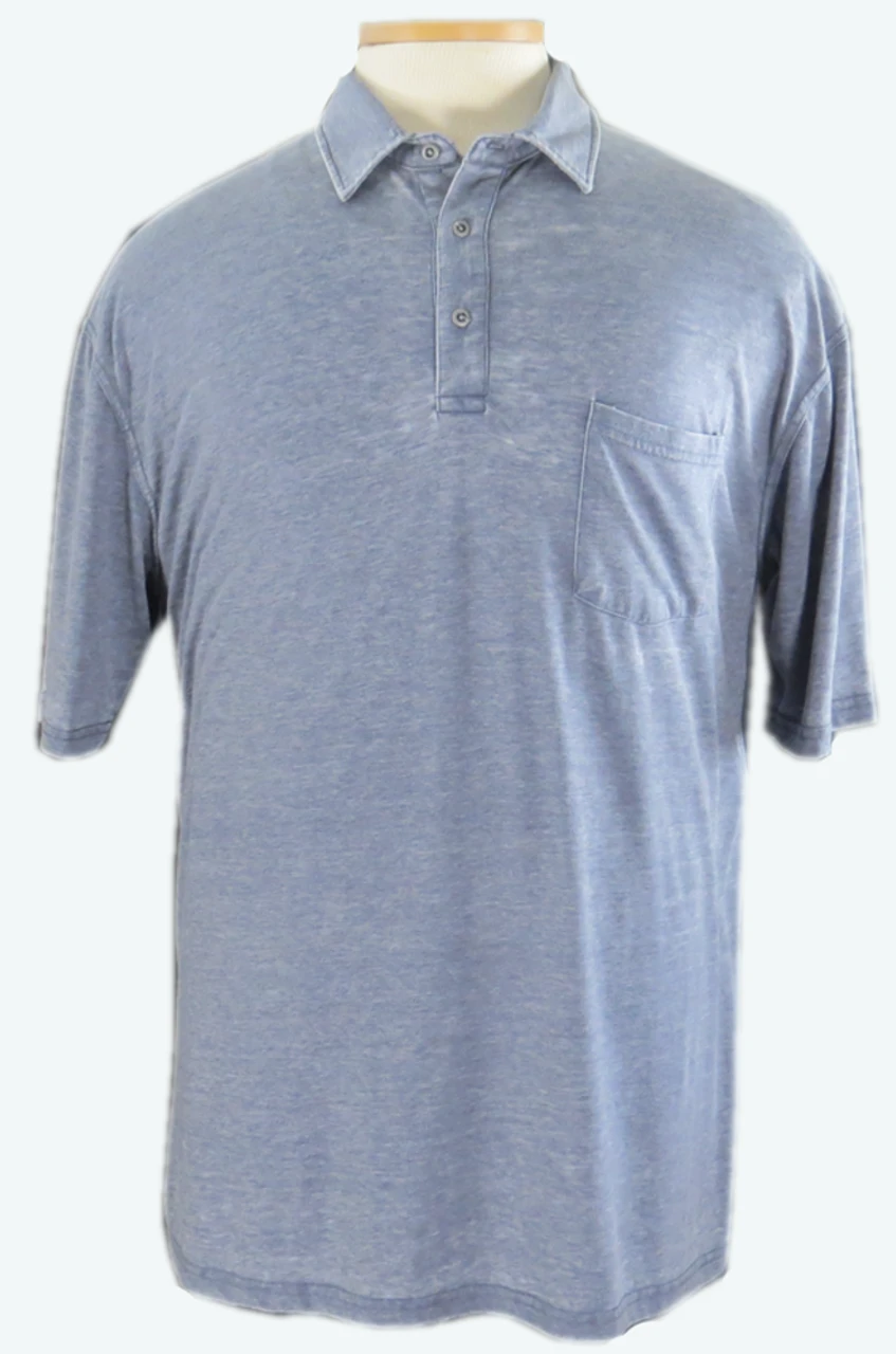 Indygo Smith Pocket Polo, Heather Indigo, 2X 3 Indygo Smith Pocket Polo, Heather Indigo, 2X