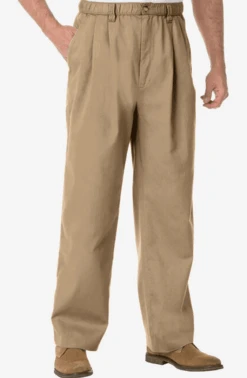 King Size Knockaround Full Elastic Waist Pleated Pants 2 Colors 40x40 Unhemmed