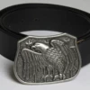 King Size Black Leather Belt With Silver Tone Eagle Buckle Size 44/46, 48/50 -Big&Tall Outlet ksbeltblkeagle 12613.1690304889