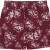King Size Island Burgundy Floral Print Swim Trunks, 7XT -Big&Tall Outlet ksfloraltrunks 63188.1687456275