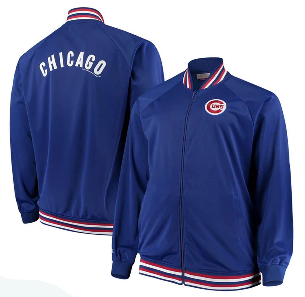 Mitchell & Ness Chicago Cubs Tricot Full Zip Track Jacket, 3XT, 4XT 3 Mitchell & Ness Chicago Cubs Tricot Full Zip Track Jacket, 3XT, 4XT