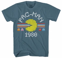 Pac Man 1980 Short Sleeve Slate Blue Printed Tee Shirt 2X