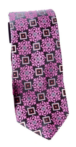 Montebello 100% Silk Extra Long Ties 7 Designs -Big&Tall Outlet tiepinkblckfloral 38225.1740153673