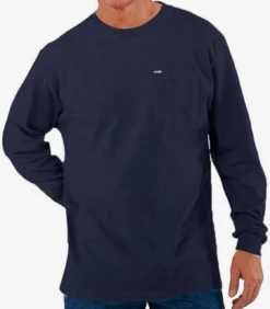 Wrangler Long Sleeve Navy Pocket Tee XLT, 2X, 3X